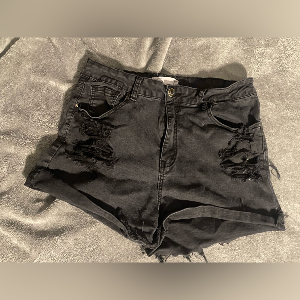 Refuge High Rise Black Denim Shorts